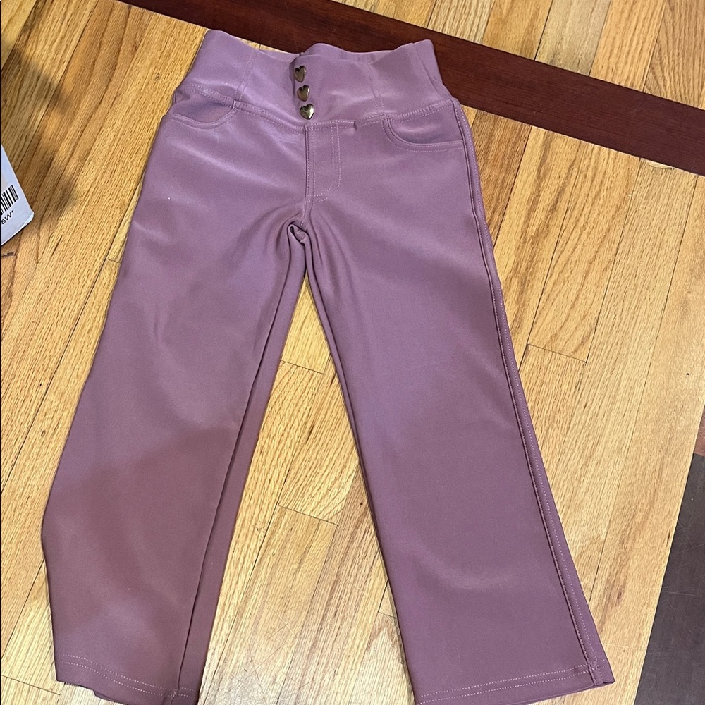 Girls' Mauve High-Waist polyester Pants